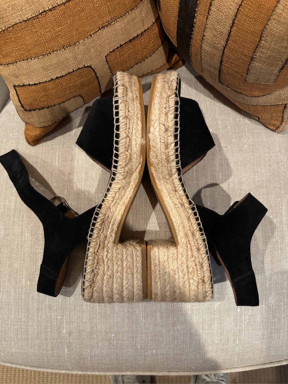 Women's Black Espadrille Platform Sandals